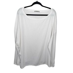 ALL SAINTS / white scoop neck relaxed fit long sleeve blouse tee / L